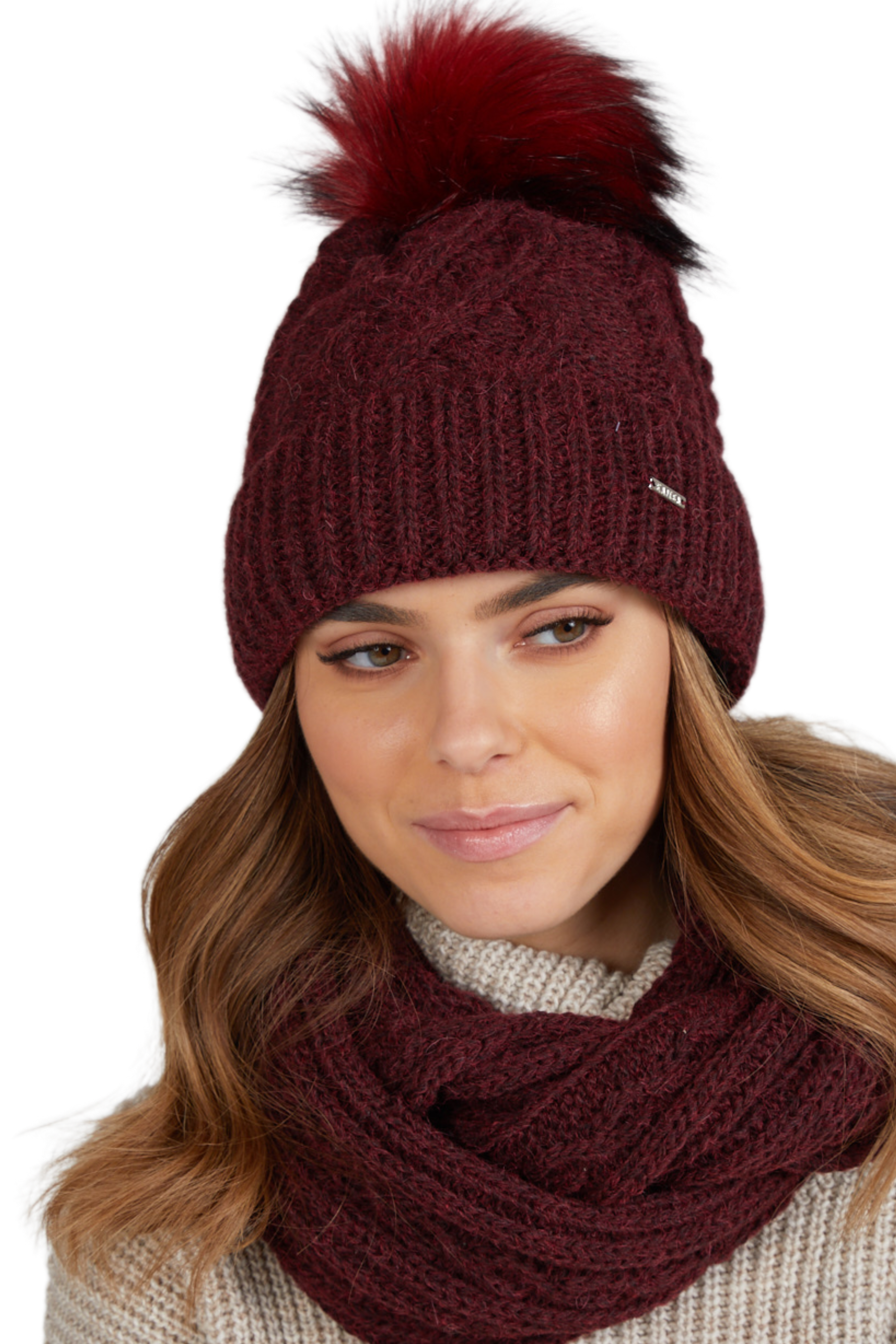 Czapki, Model: Torino, Kolor: bordowy, Skład materiału: 50% Wełna; 50% Akryl, Rozmiar: Uniwersalny (54-60) (Czapki, zdjęcie 2)