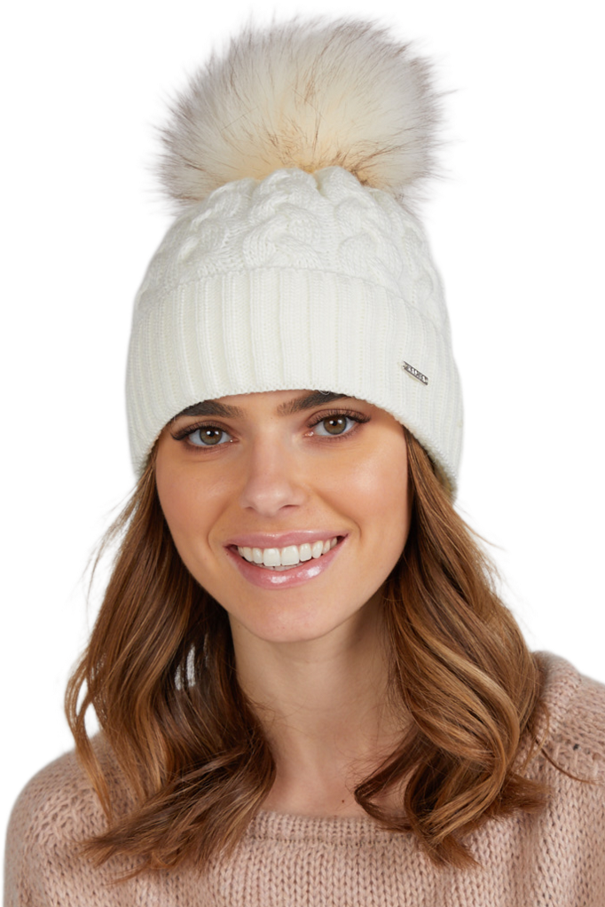 Widok czapki CAPRI z boku, wykonanej z wełny i akrylu, idealnej na jesień i zimę | KAMEA | Spironik.pl