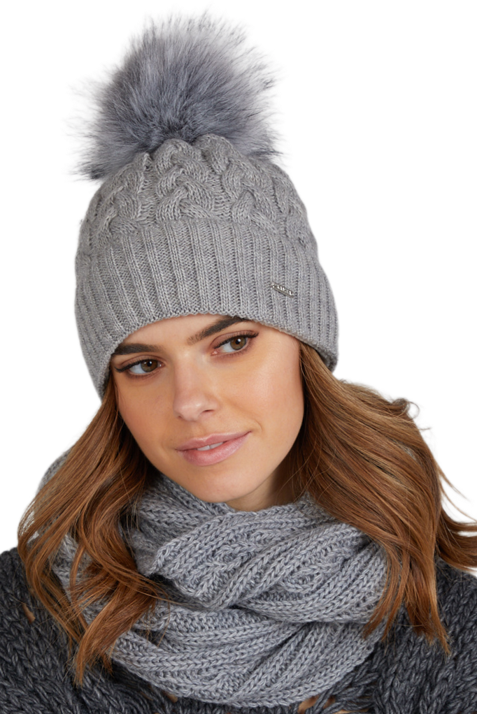 Čepice, Model: Capri, Barva: šedá, Složení materiálu: 50% Vlna; 50% Akryl, Určení: Podzim/Zima, Velikost: Univerzální (54-60) (Čepice, fotografie 2)