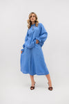 Linen 7/8 culottes - wide culottes with an elastic waistband. Color: Blue