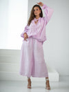 Linen 7/8 culottes - wide culottes with an elastic waistband. Color: Pink
