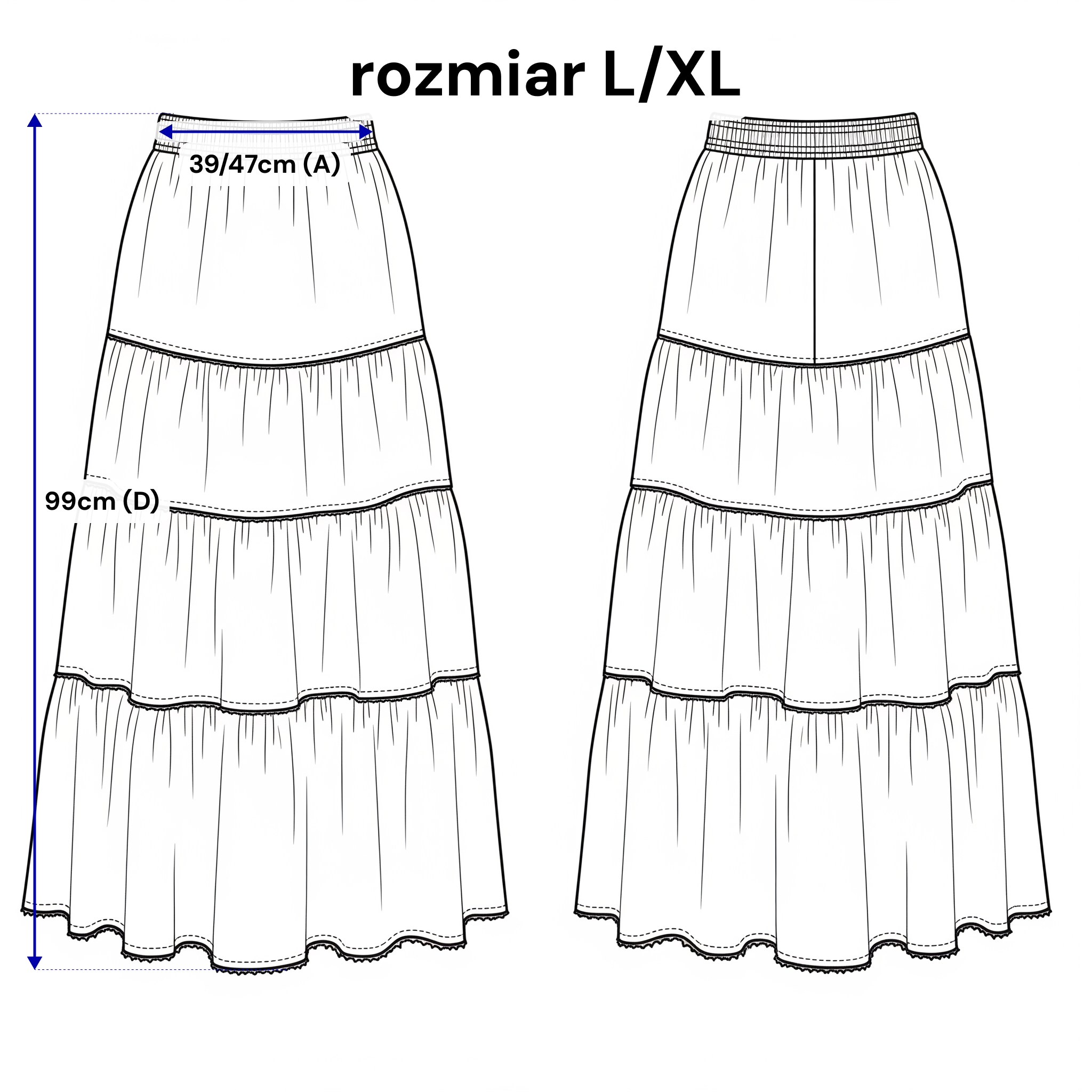 Lniana spódnica maxi w kolorze Ecru z gumą w pasie, idealna do codziennych i eleganckich outfitów | Bastet | Spironik.pl