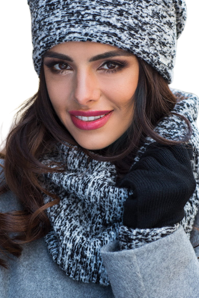 Komin Damski, Model: Patrizia-Komin, Kolor: czarny, Skład materiału: 70% Akryl; 17% Wełna; 13% Poliester; Podszewka: 100% Poliester