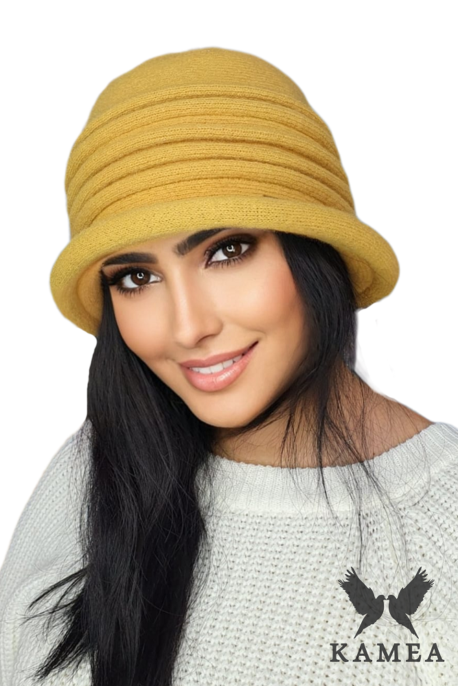 Kapelusz Damski, Model: Salerno, Kolor: musztardowy, Skład materiału: 80% Wełna; 20% Poliamid, Rozmiar: Uniwersalny (54-60) (Kapelusz Damski, zdjęcie 2)