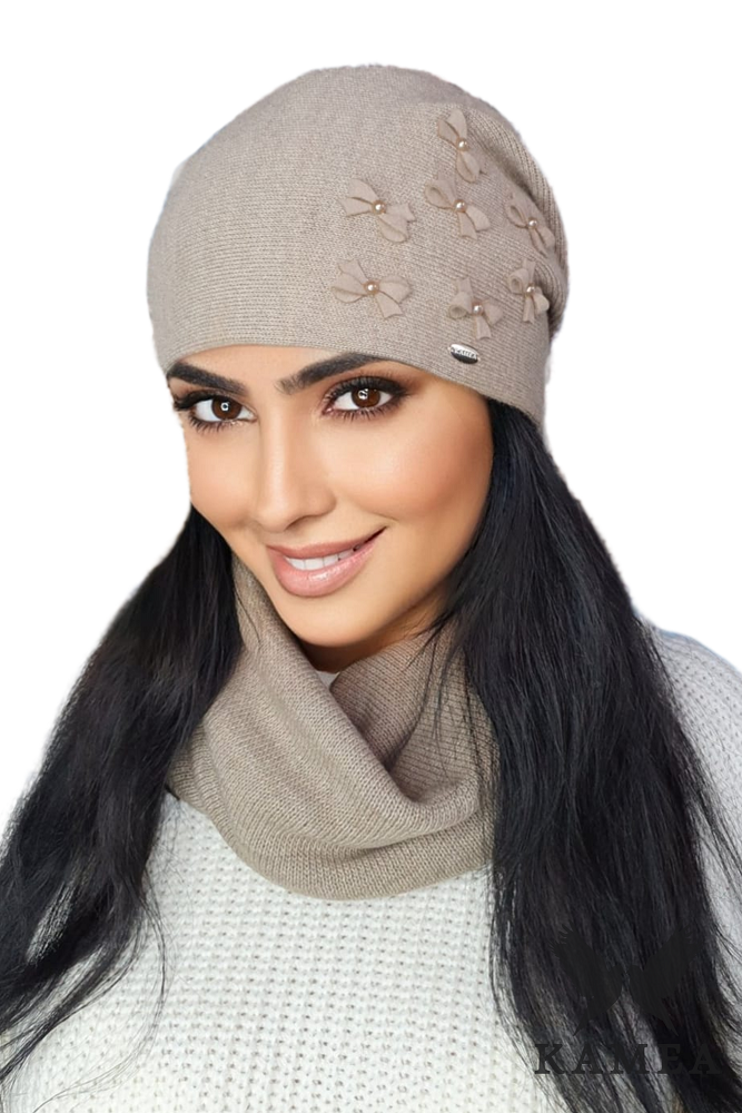 Čepice, Model: Cyria, Barva: tmavě béžová, Složení materiálu: 50% Akryl; 30% Vlna; 20% Polyamid, Určení: Podzim/Zima, Velikost: Univerzální (54-60)