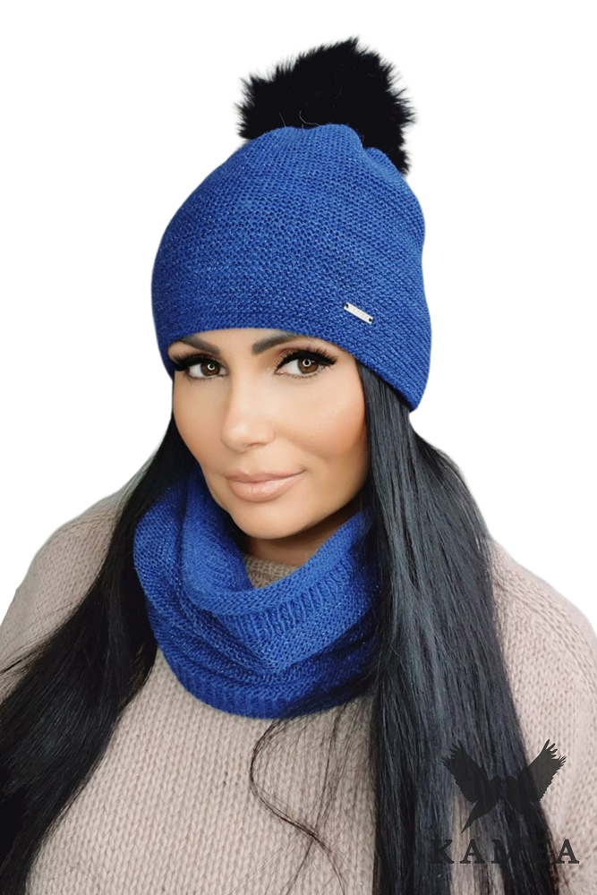 Komplet (Czapka+ Komin), Model: Ravello Komplet, Kolor: granatowy, Skład materiału: 40% Poliakryl; 30% Wełna; 20% Alpaka; 10% Poliamid, Rozmiar: Uniwersalny (54-60)