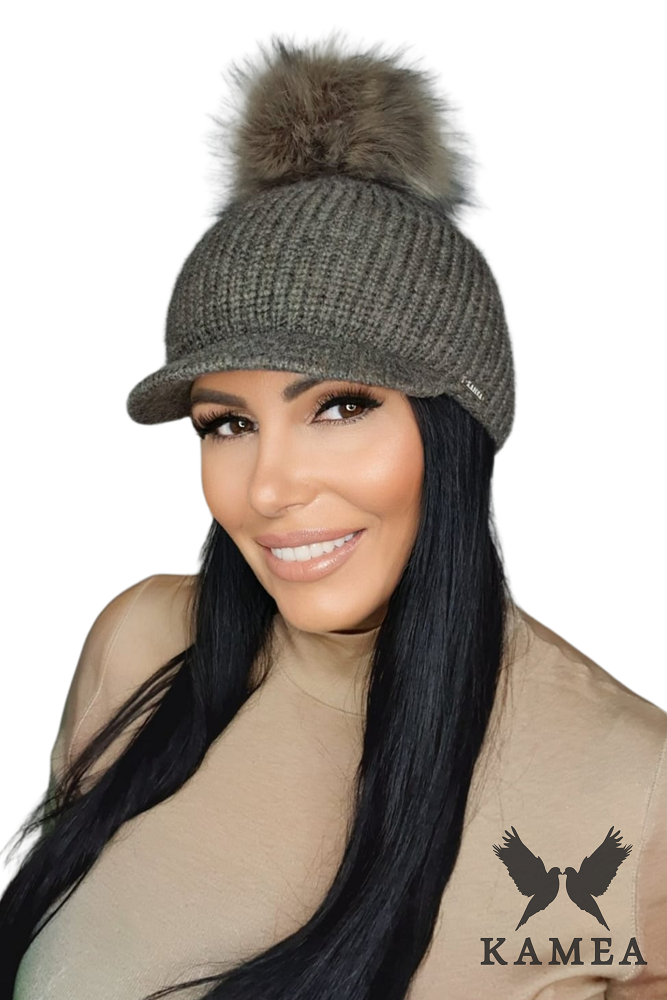 Czapka Damska, Model: Nasira-Pn, Kolor: brązowy, Skład materiału: 20% Moher; 10% Wełna; 70% Akryl, Rozmiar: Uniwersalny (54-60) (Czapka Damska, zdjęcie 2)