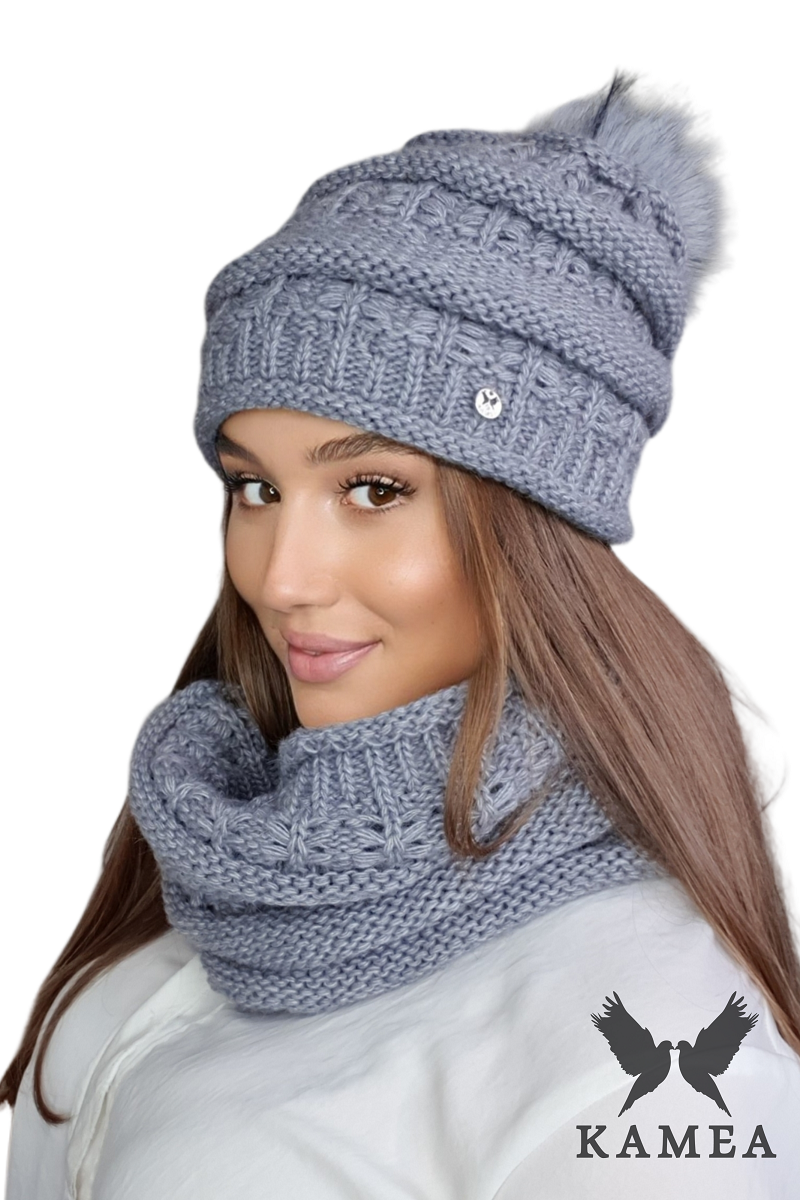 Czapka Damska, Model: Liana, Kolor: szary, Skład materiału: 47% Poliakryl; 30% Wełna; 12% Alpaka; 11% Poliamid, Przeznaczenie: Jesień/Zima, Rozmiar: Uniwersalny (54-60)