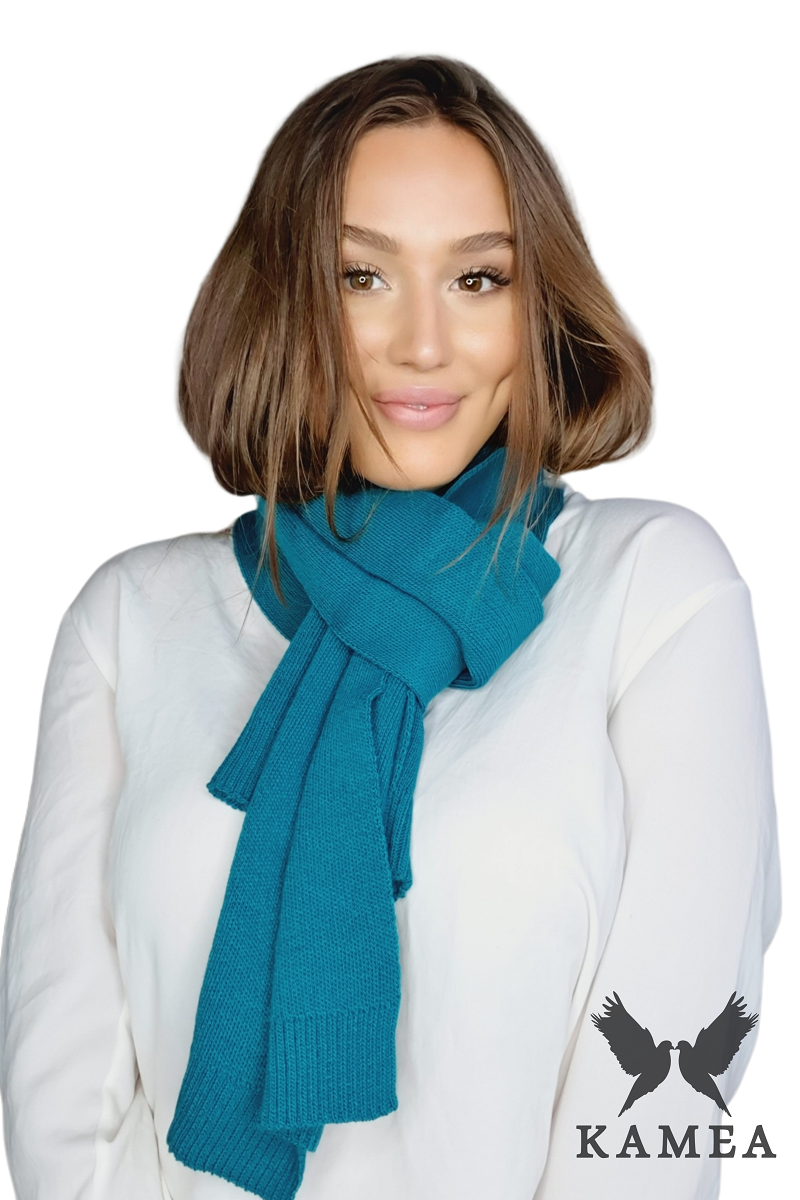 Szalik Damski, Model: Szalik-06, Kolor: turkusowy, Skład materiału: 50% Akryl; 30% Wełna; 20% Poliamid