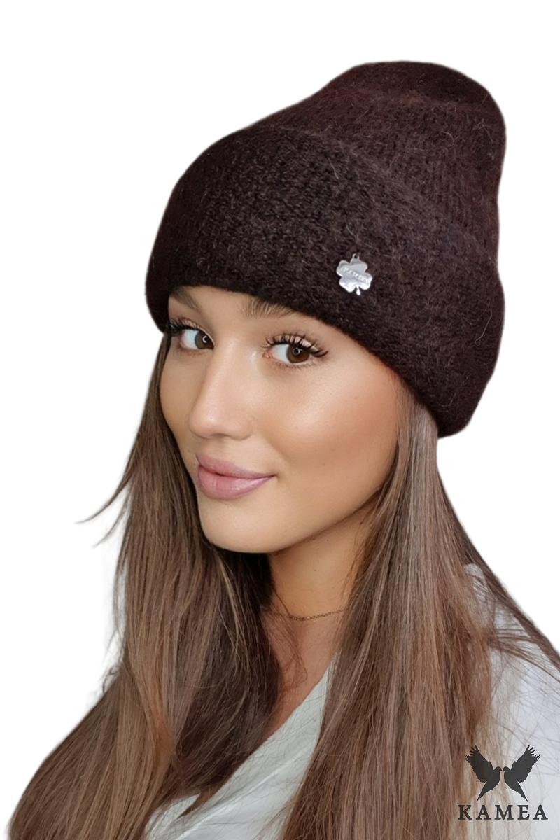 Čepice, Model: Kalifornie, Barva: hnědá, Složení materiálu: 45% Polyamid; 15% Merino Vlna; 14% Polyester; 12% Kid Mohér; 12% Viskóza; 2% Elastan, Určení: Podzim/Zima, Velikost: Univerzální (54-60)