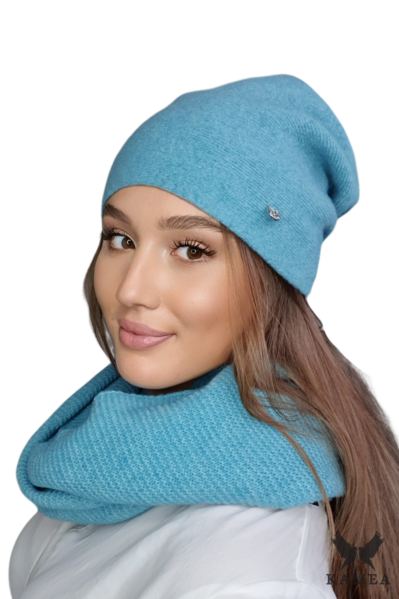 Čepice, Model: Lara-00, Barva: tyrkysová, Složení materiálu: 80% Vlna; 20% Polyamid, Velikost: Univerzální (54-60)