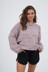 Krótki Sweter o Grubym Splocie LINEA. Kolor Cappuccino