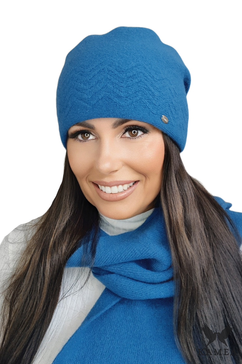 Czapki, Model: Hana, Kolor: turkusowy, Skład materiału: 80% Wełna; 20% Poliamid, Rozmiar: Uniwersalny (54-60)