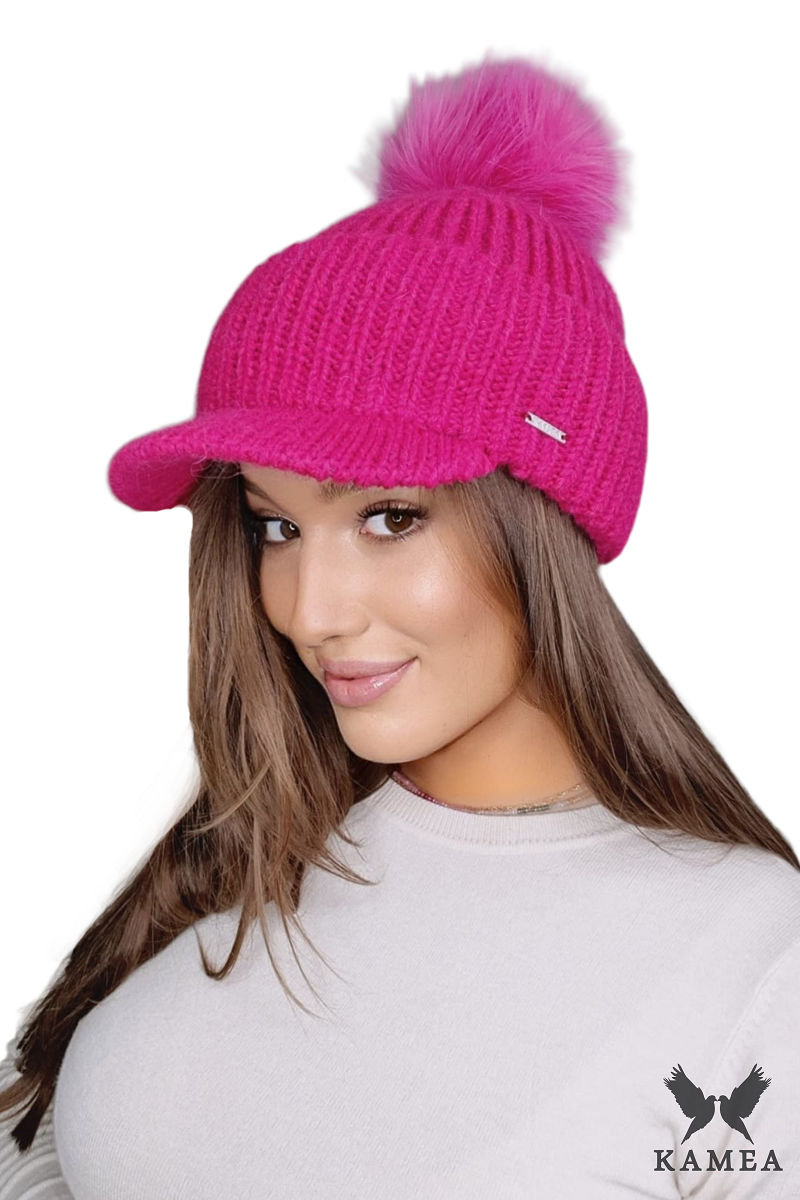 Czapki, Model: Amarylis, Kolor: malinowy, Skład materiału: 40% Akryl; 30% Alpaka; 30% Wełna, Przeznaczenie: Jesień/Zima, Rozmiar: Uniwersalny (54-60)