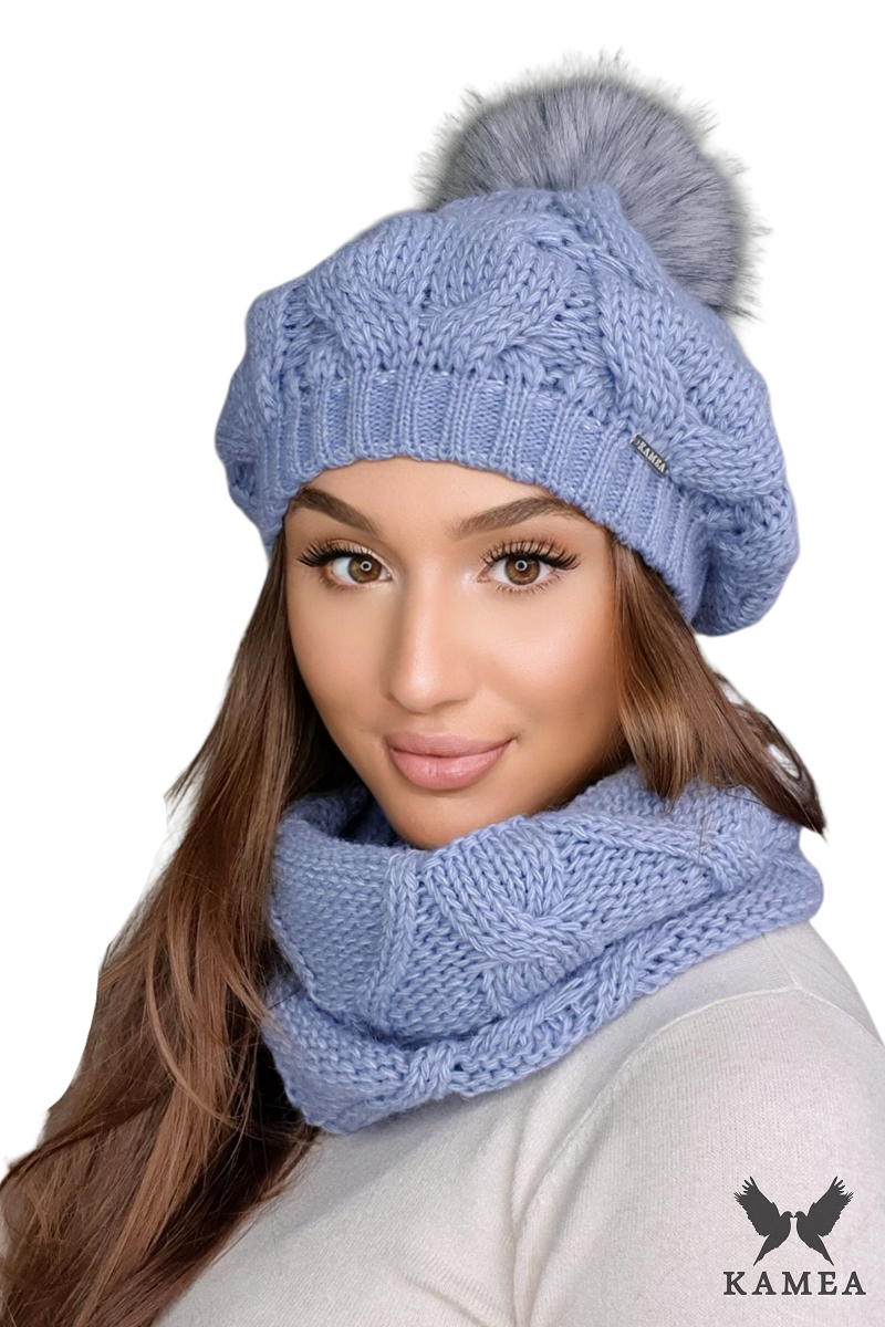 Komplet (Czapka + Komin), Model: Zita-Gita-Komplet, Kolor: miodowy, Skład materiału: 40% Wełna; 24% Poliakryl; 22% Alpaka; 14% Poliamid, Przeznaczenie: Jesień/Zima, Wymiary(długość/szerokość): 40cm/30cm