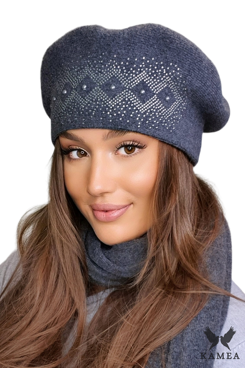 Beret Damski, Model: Ginger, Kolor: grafitowy, Skład materiału: 80% Wełna; 20% Poliamid, Przeznaczenie: Jesień/Zima, Rozmiar: Uniwersalny (54-60)