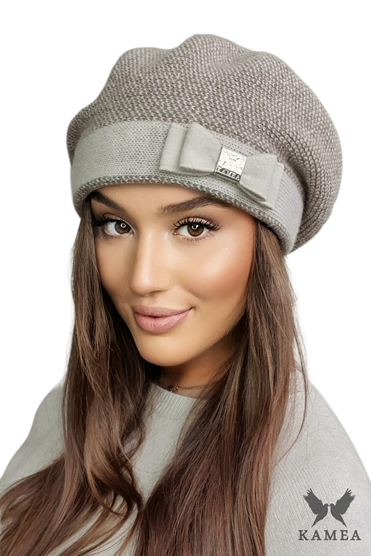 Beret Damski, Model: Tiona Beret, Kolor: beżowy, Skład materiału: 80% Wełna; 20% Poliamid, Przeznaczenie: Jesień/Zima, Rozmiar: Uniwersalny (54-60)