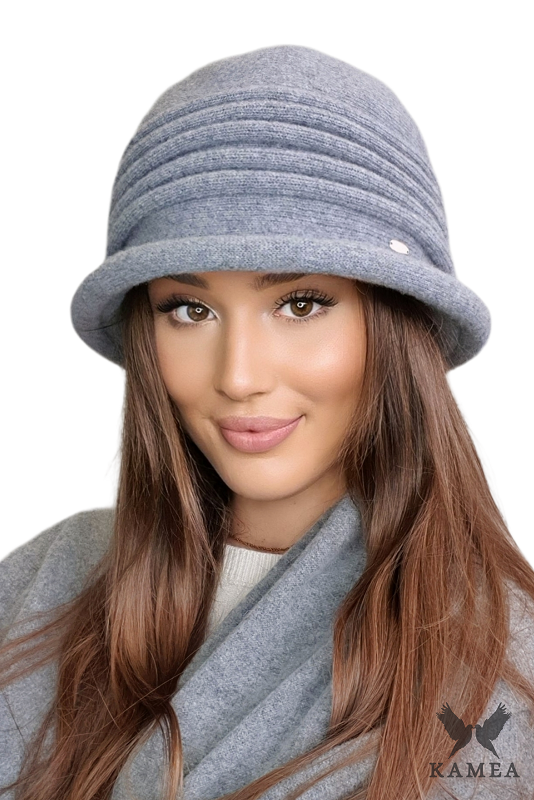 Kapelusz Damski, Model: Salerno, Kolor: szary, Skład materiału: 80% Wełna; 20% Poliamid, Rozmiar: Uniwersalny (54-60)