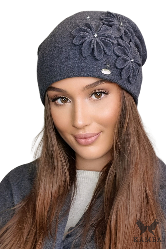 Czapki, Model: Jasira, Kolor: grafitowy, Skład materiału: 80% Wełna; 20% Poliamid, Przeznaczenie: Jesień/Zima, Rozmiar: Uniwersalny (54-60)