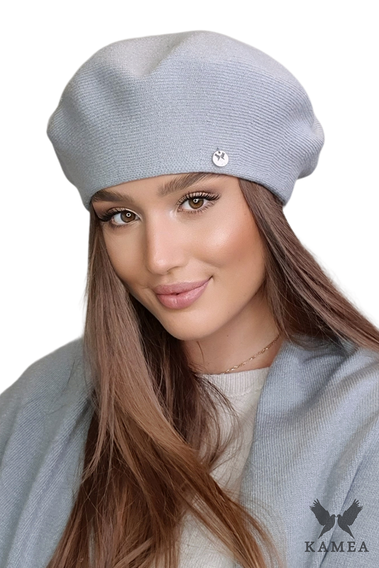 Beret Damski, Model: Afrah, Kolor: szary, Skład materiału: 40% Akryl; 25% Wiskoza; 20% Wełna; 15% Elastan, Przeznaczenie: Jesień/Zima, Rozmiar: Uniwersalny (54-60) (Beret Damski, zdjęcie 2)