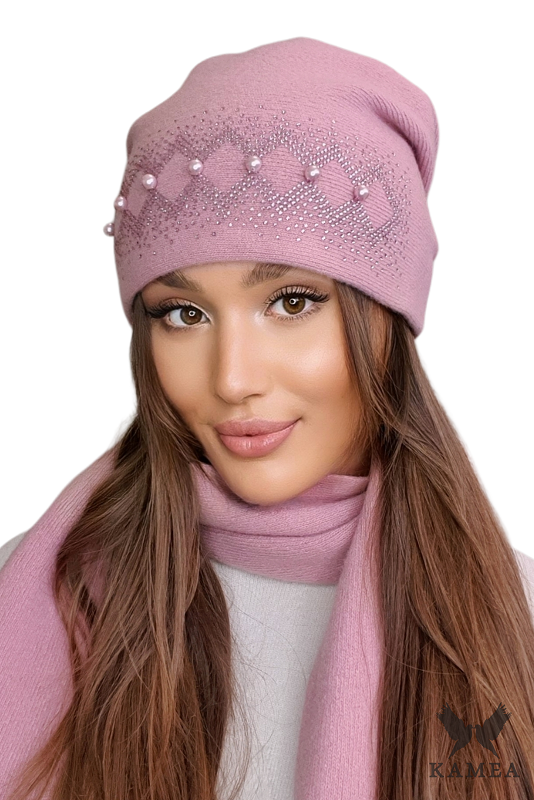 IMAN damska czapka zimowa kolor ash rose