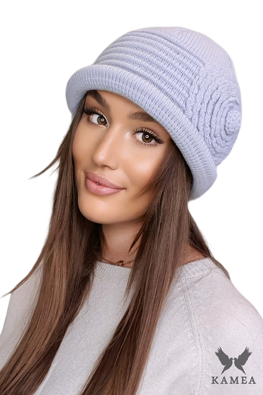 Kapelusz Damski, Model: Olga-05, Kolor: jasny szary, Skład materiału: 50% Wełna; 50% Akryl, Przeznaczenie: Jesień/Zima, Rozmiar: Uniwersalny (54-60) (Kapelusz Damski, zdjęcie 2)