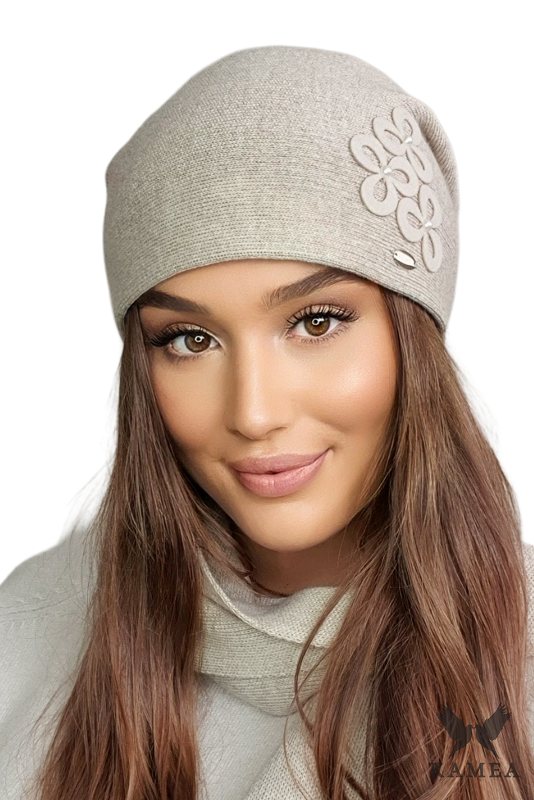 Czapka Damska, Model: Cytryn, Kolor: beżowy, Skład materiału: 50% Akryl; 30% Wełna; 20% Poliamid, Przeznaczenie: Jesień/Zima, Rozmiar: Uniwersalny (54-60)