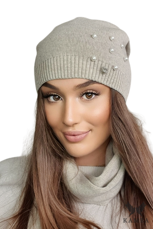 Čepice, Model: Kalcit, Barva: béžová, Složení materiálu: 50% Akryl; 30% Vlna; 20% Polyamid, Určení: Podzim/Zima, Velikost: Univerzální (54-60)