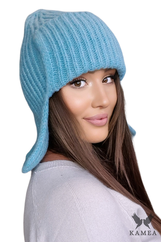 Czapki, Model: Ametyst, Kolor: turkusowy, Skład materiału: 57% Akryl; 29% Poliamid; 7% Wiskoza; 7% Wełna, Przeznaczenie: Jesień/Zima, Rozmiar: Uniwersalny (54-60)