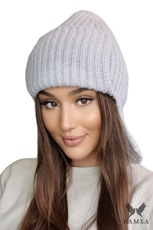 Czapki, Model: Ametyst, Kolor: szary, Skład materiału: 57% Akryl; 29% Poliamid; 7% Wiskoza; 7% Wełna, Przeznaczenie: Jesień/Zima, Rozmiar: Uniwersalny (54-60)