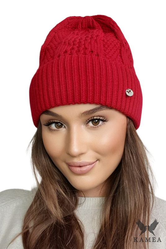 Komplet (Czapka + Komin), Model: Safona-Komplet, Kolor: czerwony, Skład materiału: 50% Akryl; 30% Wełna; 20% Poliamid, Przeznaczenie: Jesień/Zima, Wymiary(długość/szerokość): 70cm/30cm (Komplet (Czapka + Komin), zdjęcie 2)