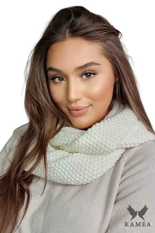 Komplet (Czapka + Komin), Model: Safona-Komplet, Kolor: ekru, Skład materiału: 50% Akryl; 30% Wełna; 20% Poliamid, Przeznaczenie: Jesień/Zima, Wymiary(długość/szerokość): 70cm/30cm (Komplet (Czapka + Komin), zdjęcie 3)