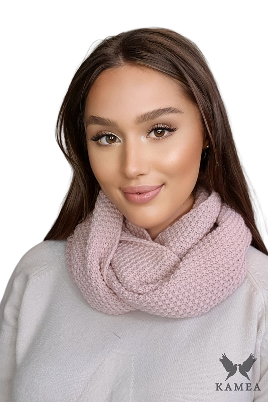 Komplet (Czapka + Komin), Model: Safona-Komplet, Kolor: różowy, Skład materiału: 50% Akryl; 30% Wełna; 20% Poliamid, Przeznaczenie: Jesień/Zima, Wymiary(długość/szerokość): 70cm/30cm (Komplet (Czapka + Komin), zdjęcie 2)