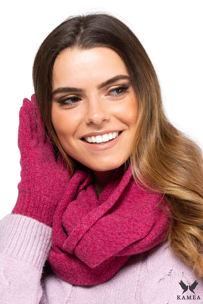 Rękawiczki, Model: Anna-Rękawiczki, Kolor: malinowy, Skład materiału: 80% Wełna; 20% Poliamid, Rozmiar: Uniwersalny