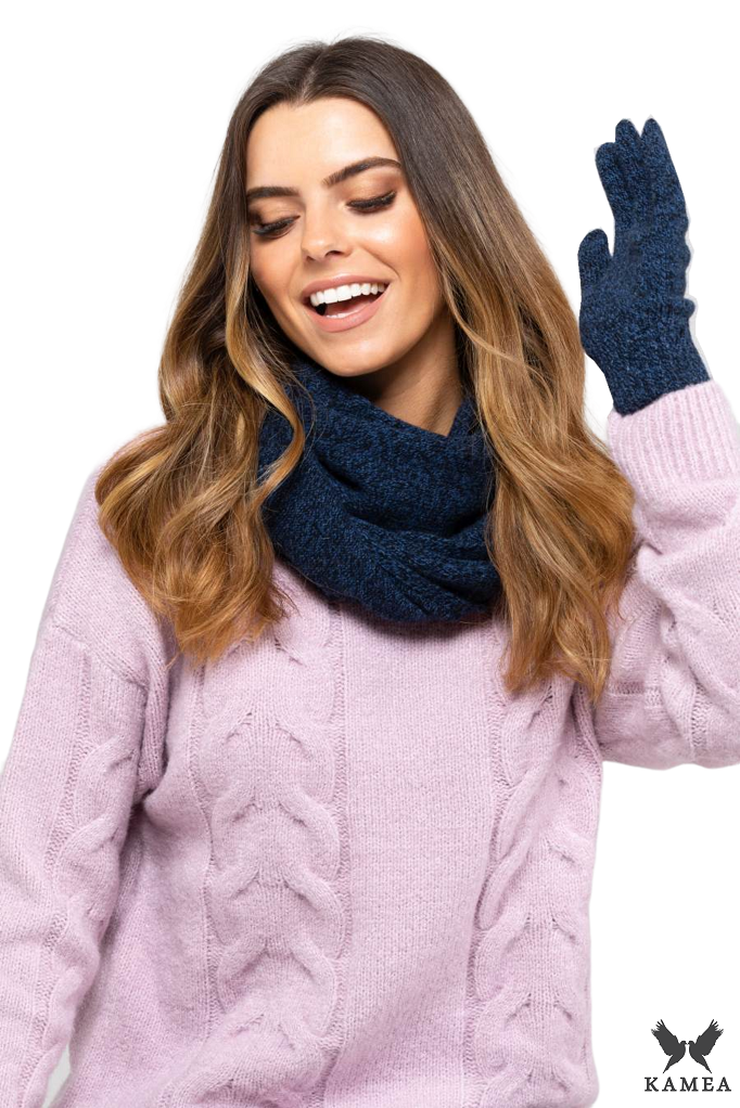 Klasyczne, wełniane rękawiczki Anna w kolorze granatowym, uniwersalne i komfortowe na chłodne dni | manufacture | Spironik.pl