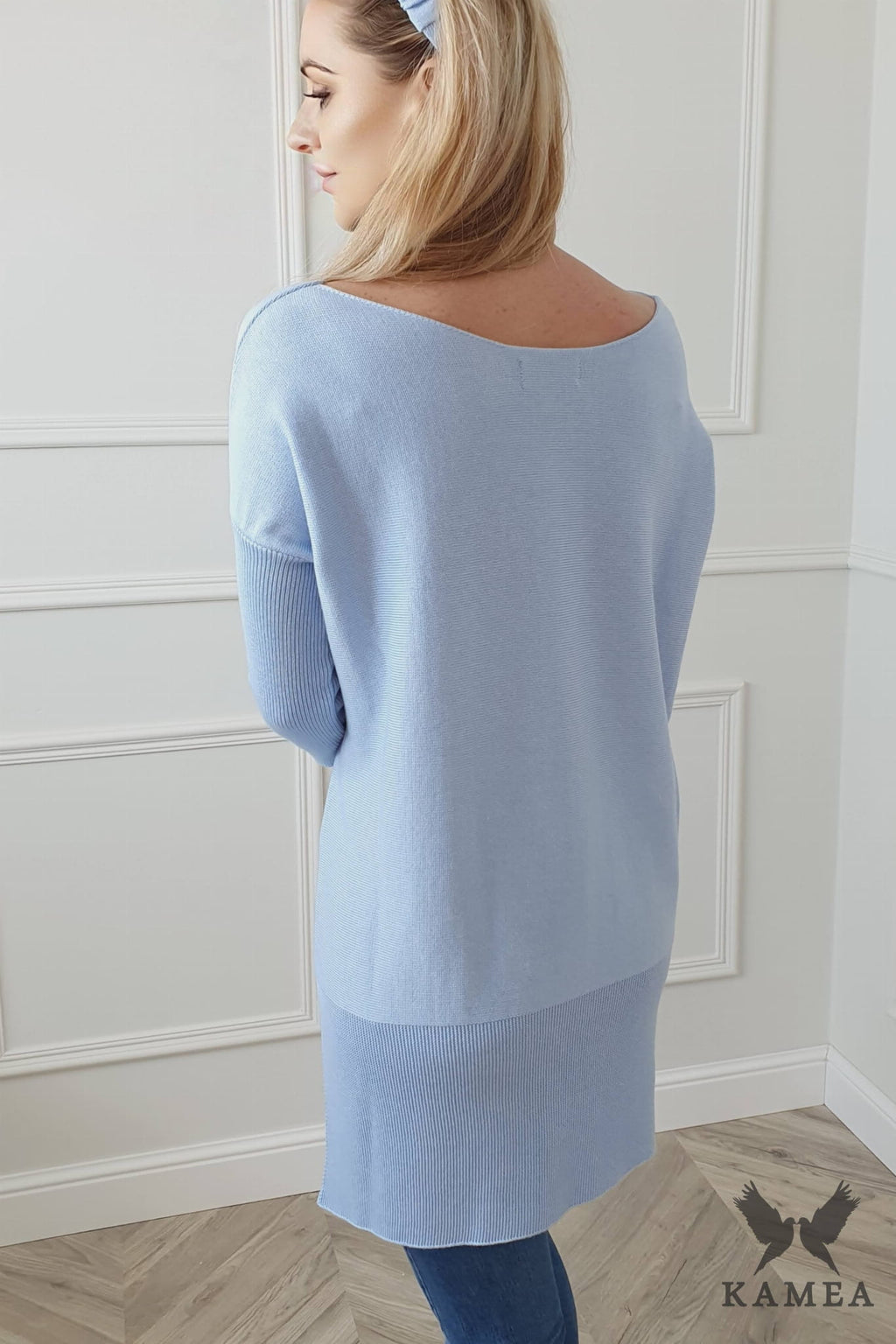 Sweter Damski, Model: Hiacynta, Kolor: błękitny, Skład materiału: 50% Bawełna ; 50% Akryl (Sweter Damski, zdjęcie 2)