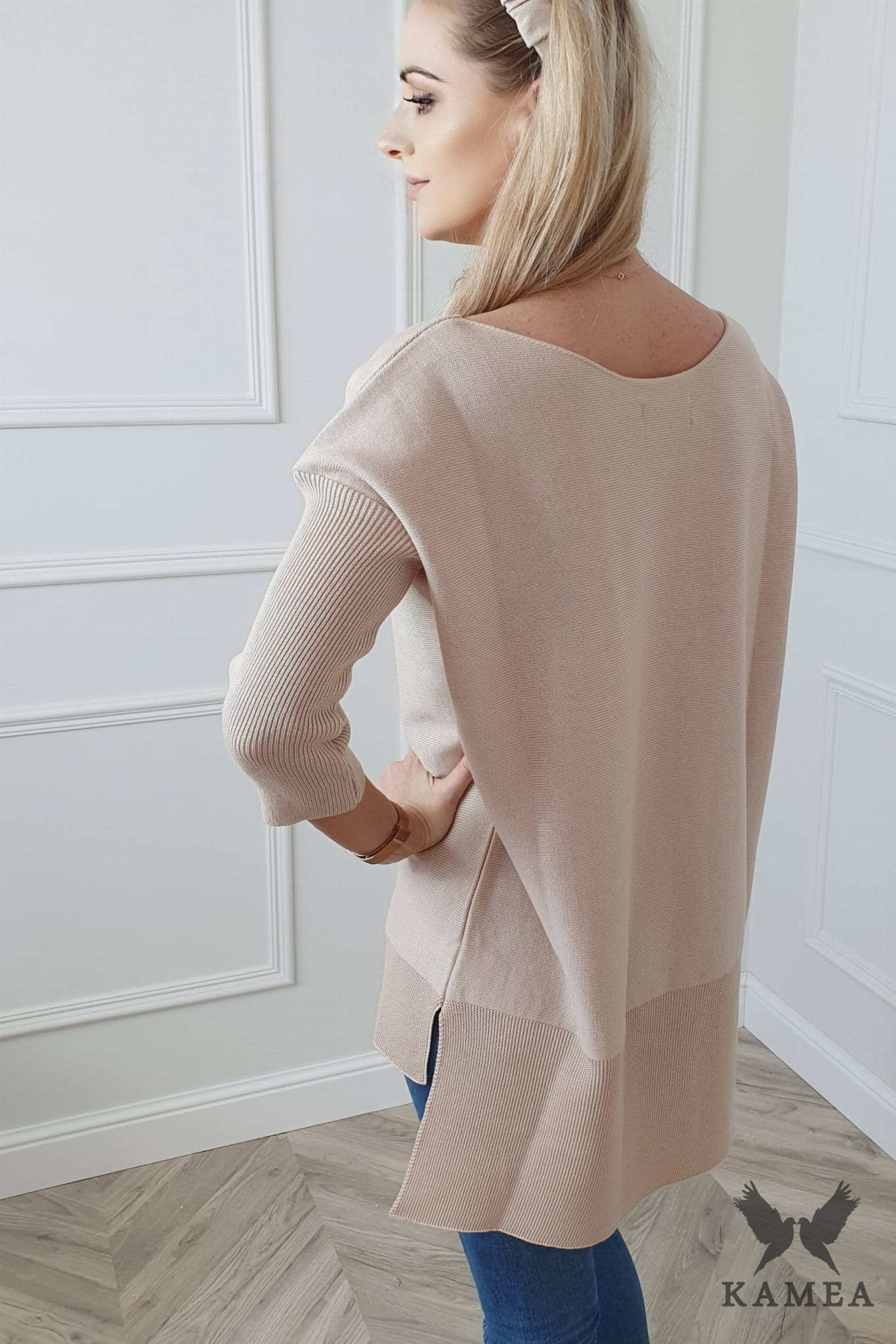 Sweter Damski, Model: Hiacynta, Kolor: beżowy, Skład materiału: 50% Bawełna ; 50% Akryl (Sweter Damski, zdjęcie 2)