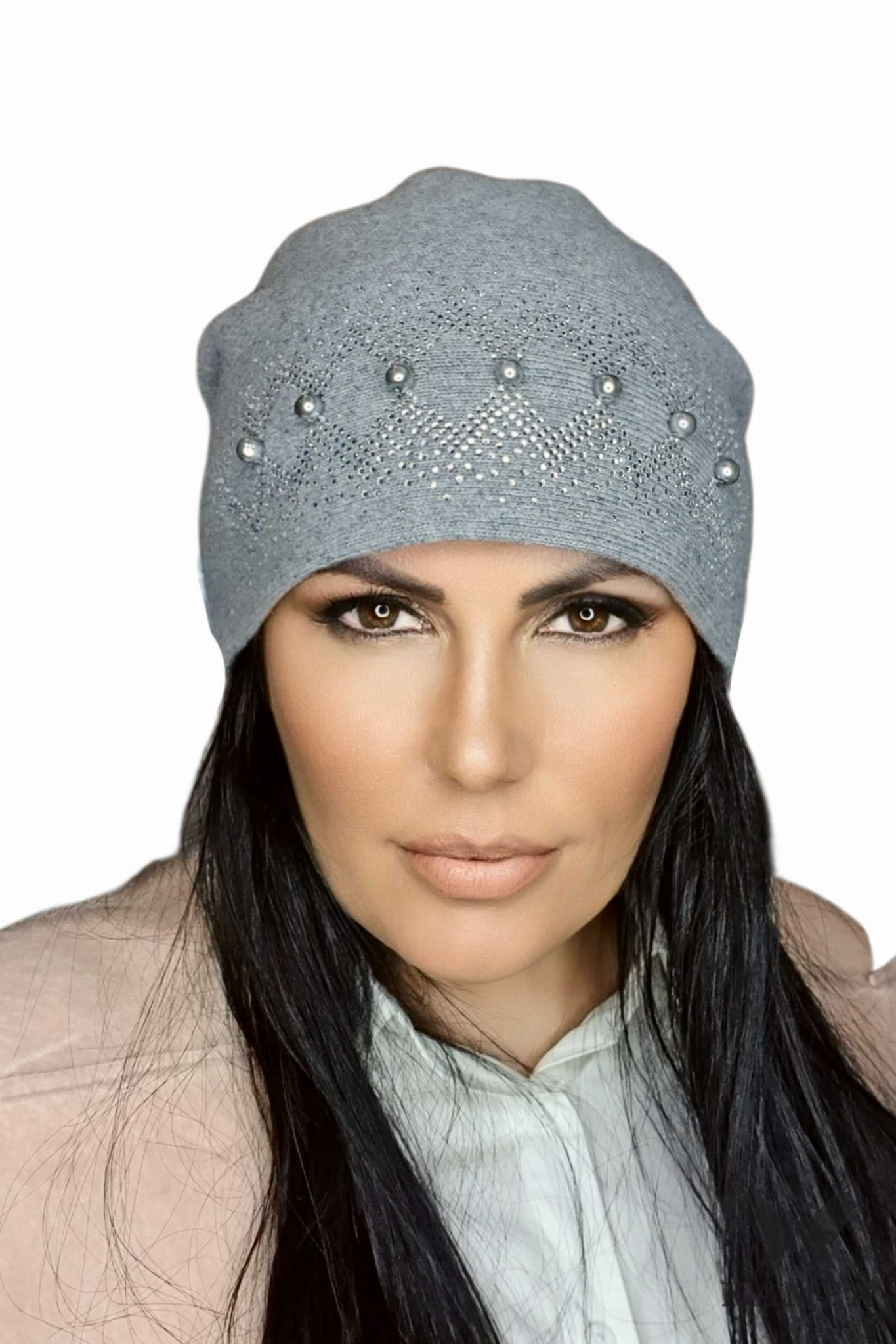 Czapki, Model: Iman, Kolor: szary, Skład materiału: 80% Wełna; 20% Poliamid, Rozmiar: Uniwersalny (54-60)