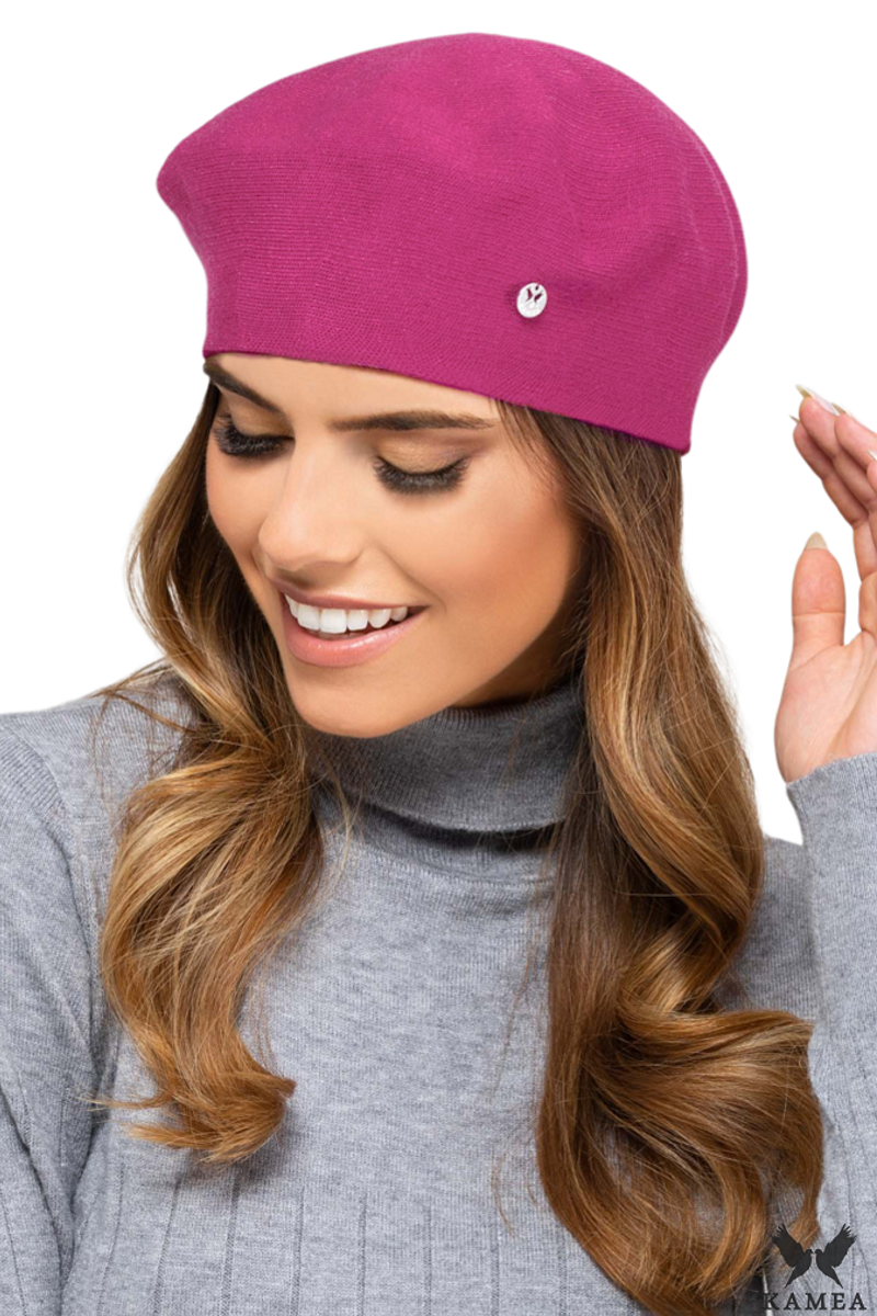 Damski beret NASHVILLE w kolorze fuksji, wykonany z wiskozy, idealny na jesień i zimę | manufacture | Spironik.pl