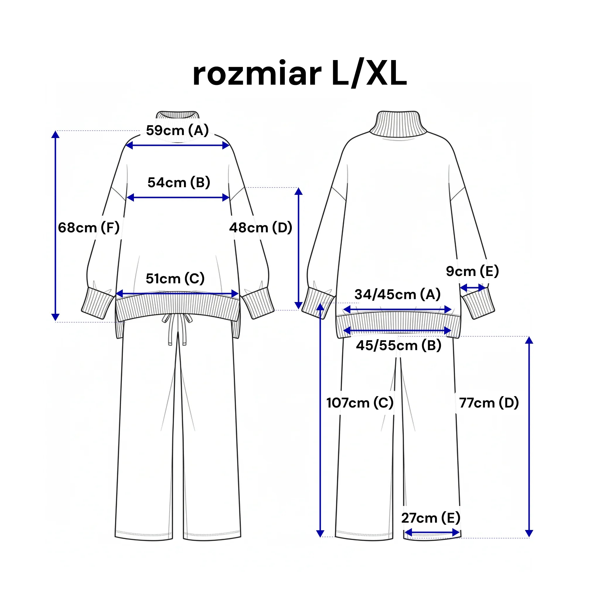 Komplet sweterkowy z golfem - Bastet by Agnieszka Włodarczyk. Kolor Bordowy
