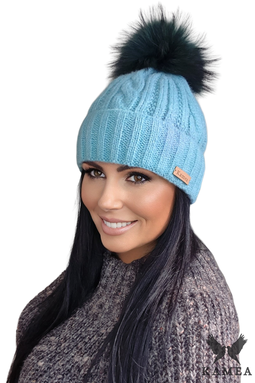 Czapka Damska, Model: Nicky, Kolor: turkusowy, Skład materiału: 57% Akryl; 29% Poliamid; 7% Wiskoza; 7% Wełna, Przeznaczenie: Jesień/Zima, Rozmiar: Uniwersalny (54-60)