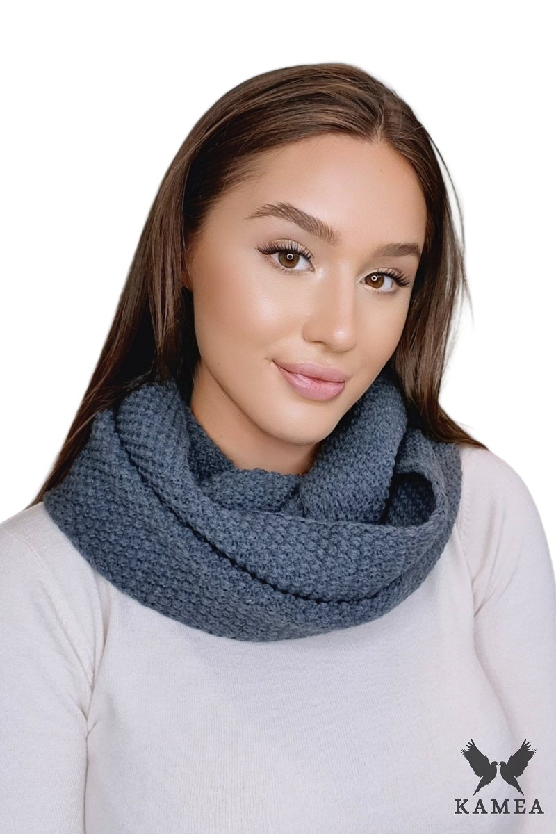 Komin Damski, Model: Safona-Komin, Kolor: grafitowy, Skład materiału: 50% Akryl; 30% Wełna; 20% Poliamid, Przeznaczenie: Jesień/Zima, Wymiary(długość/szerokość): 70cm/30cm