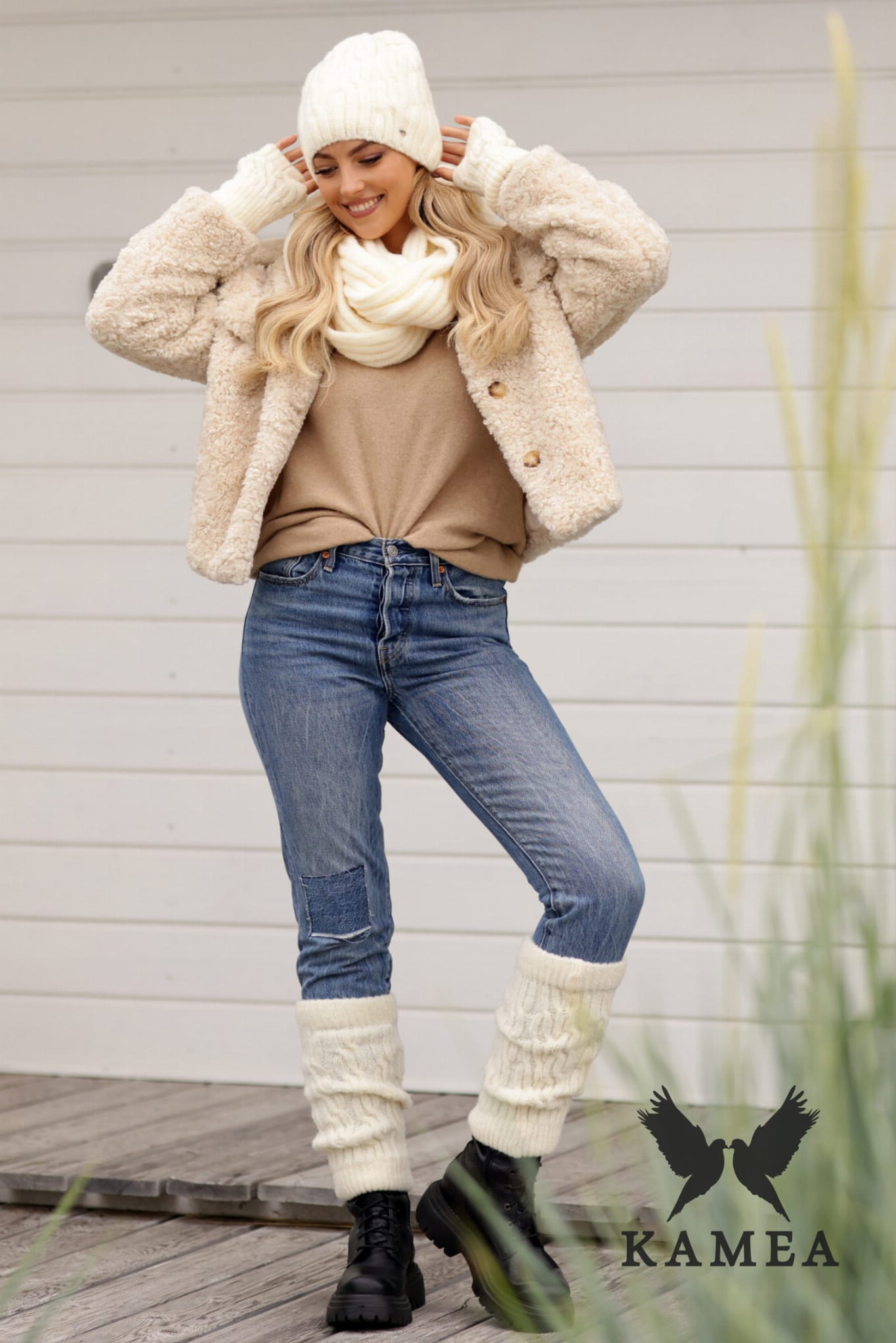 Skarpety, Model: Gizma-Legs, Kolor: ekru, Skład materiału: 70% Akryl; 20% Wełna; 10% Poliamid, Rozmiar: Uniwersalny (Skarpety, zdjęcie 4)