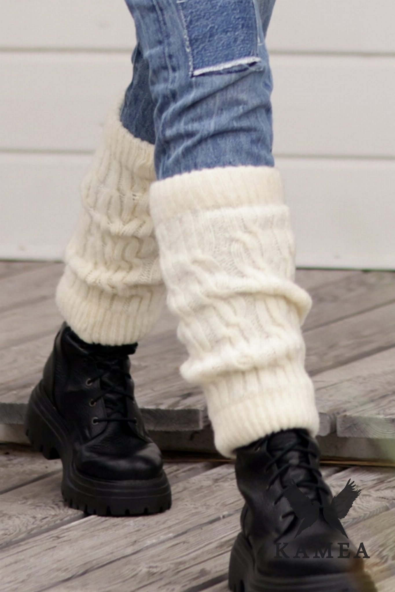 Skarpety, Model: Gizma-Legs, Kolor: ekru, Skład materiału: 70% Akryl; 20% Wełna; 10% Poliamid, Rozmiar: Uniwersalny (Skarpety, zdjęcie 2)