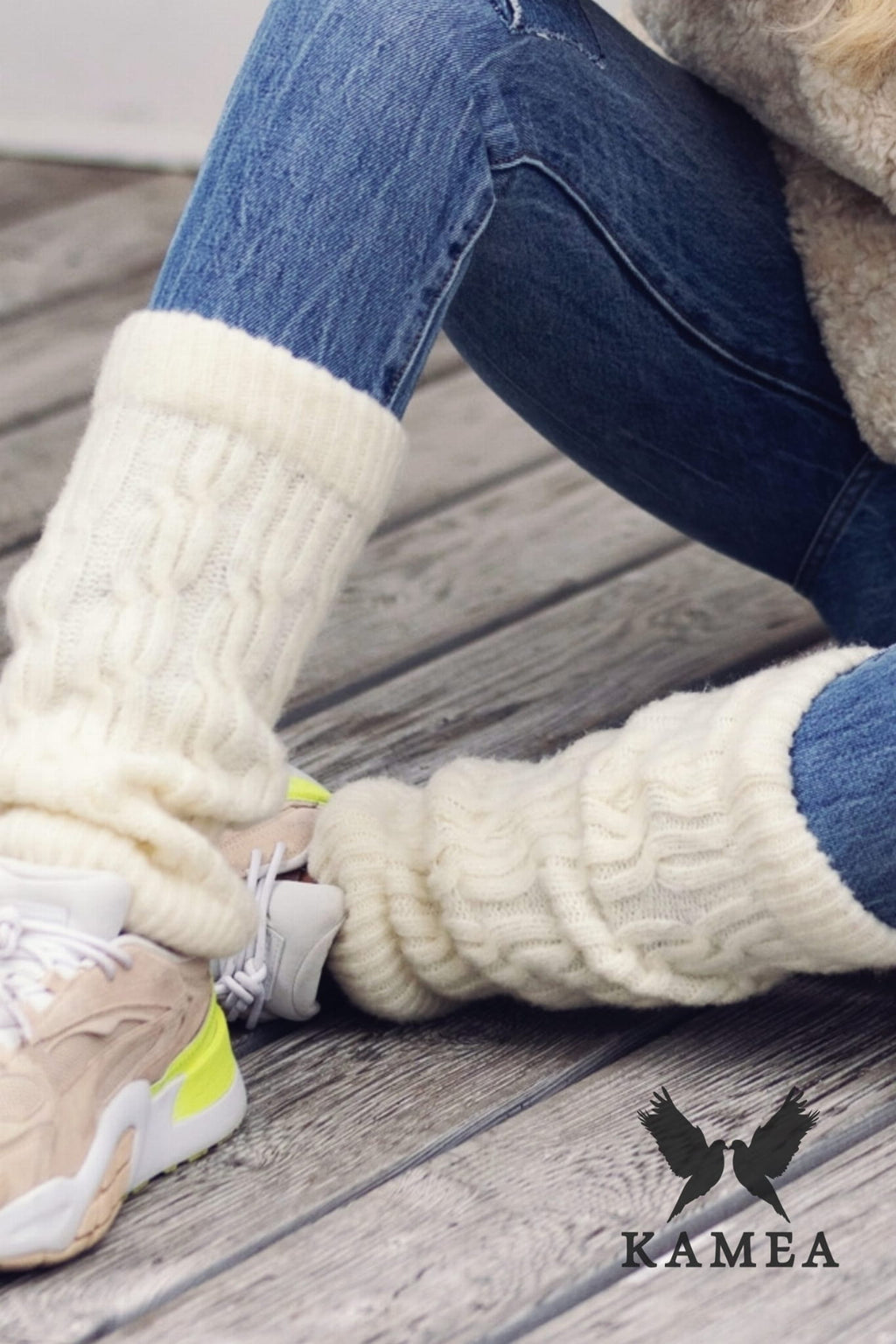 Skarpety, Model: Gizma-Legs, Kolor: ekru, Skład materiału: 70% Akryl; 20% Wełna; 10% Poliamid, Rozmiar: Uniwersalny (Skarpety, zdjęcie 3)