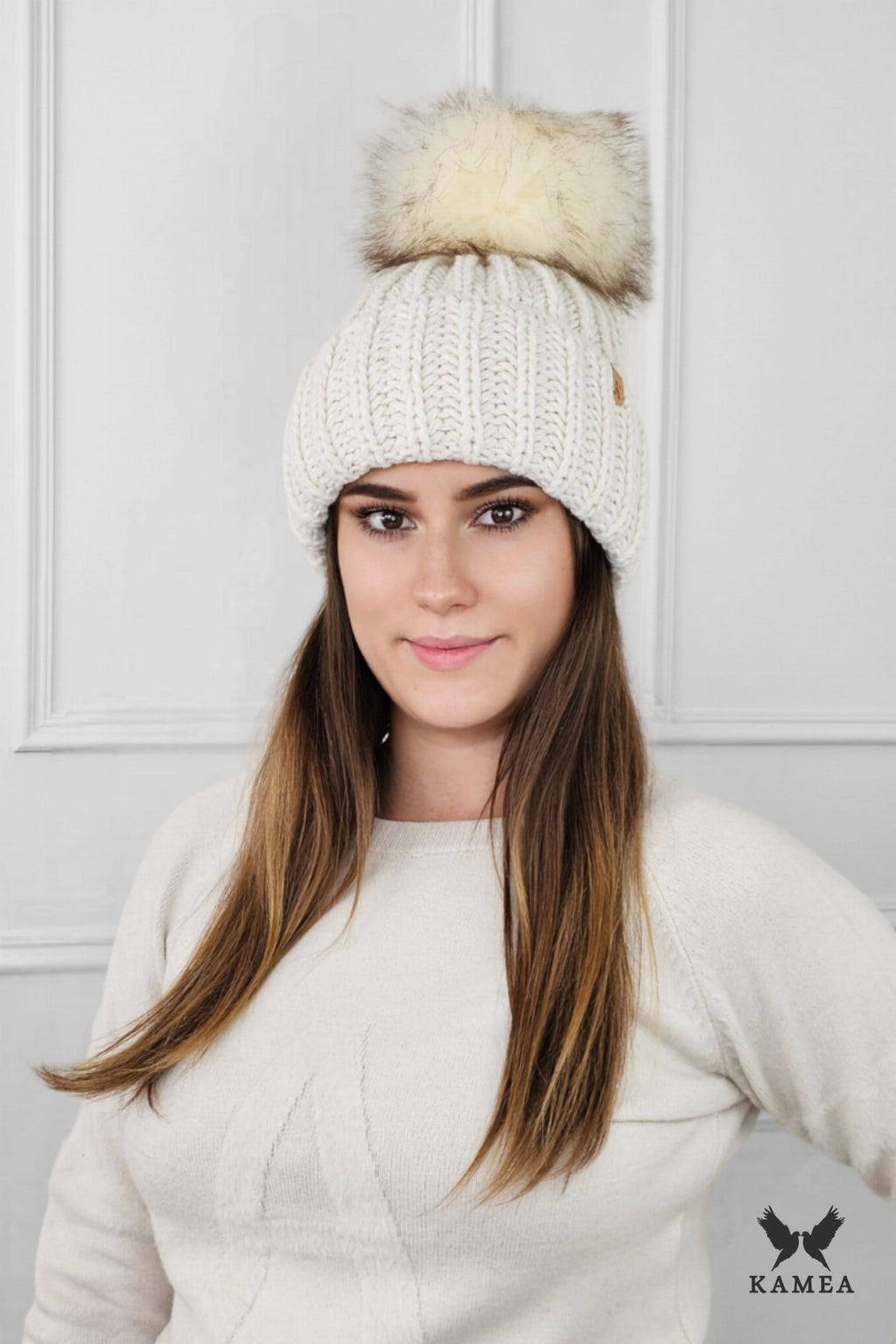 Čepice, Model: Nerea, Barva: ecru, Složení materiálu: 50% Vlna; 50% Akryl, Určení: Podzim/Zima, Velikost: Univerzální (54-60)