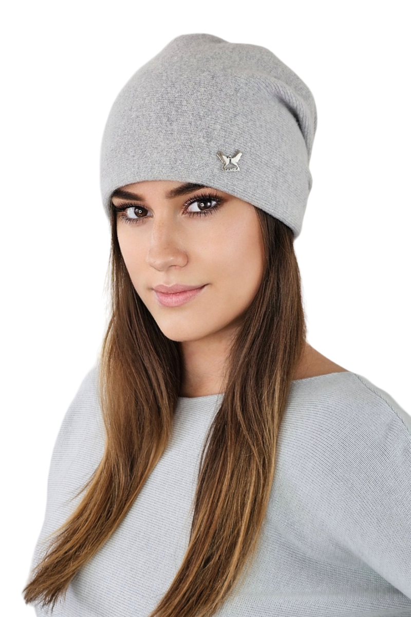 Čepice, Model: Lily, Barva: světle šedá, Složení materiálu: 80% Vlna; 20% Polyamid, Velikost: Univerzální (54-60) (Čepice, fotografie 4)