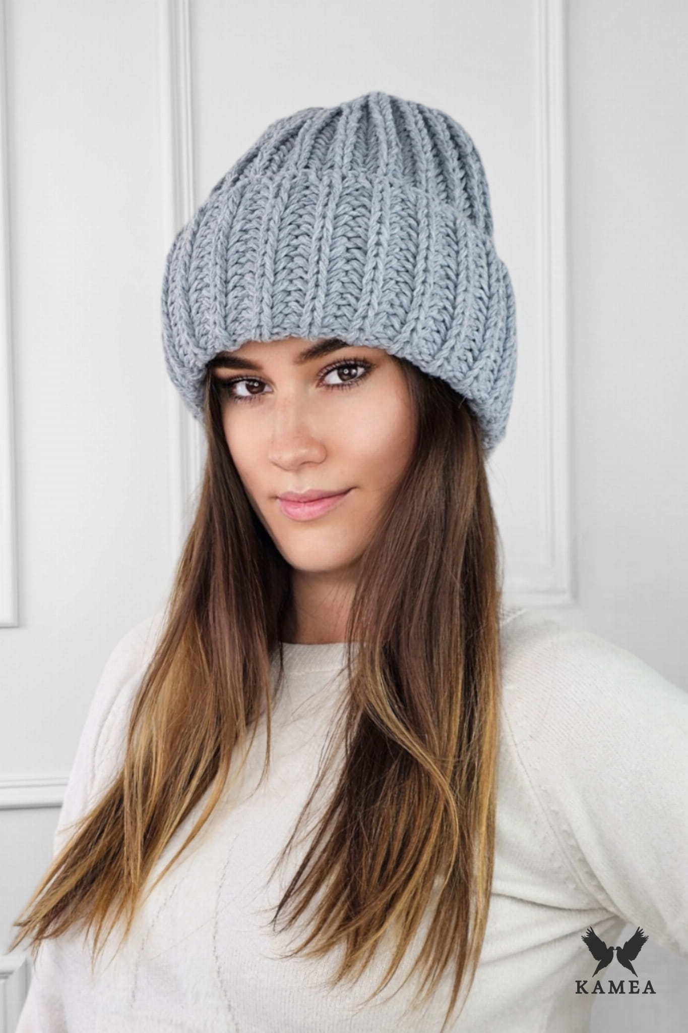 Czapka Uni, Model: Landa, Kolor: szary, Skład materiału: 50% Wełna; 50% Akryl, Rozmiar: Uniwersalny (54-60)