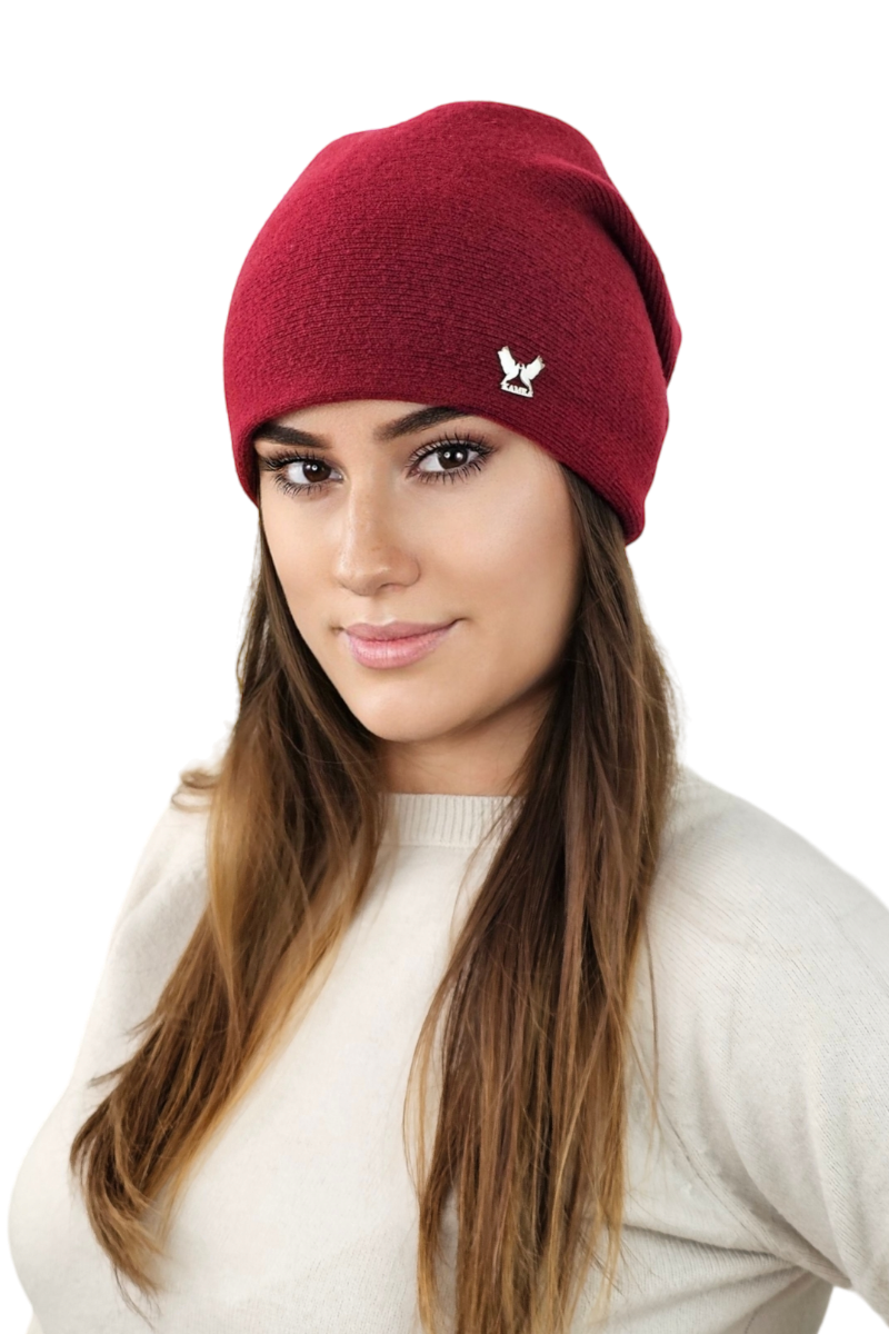 Čepice, Model: Lily, Barva: bordó, Složení materiálu: 80% Vlna; 20% Polyamid, Určení: Podzim/Zima, Velikost: Univerzální (54-60) (Čepice, fotografie 2)
