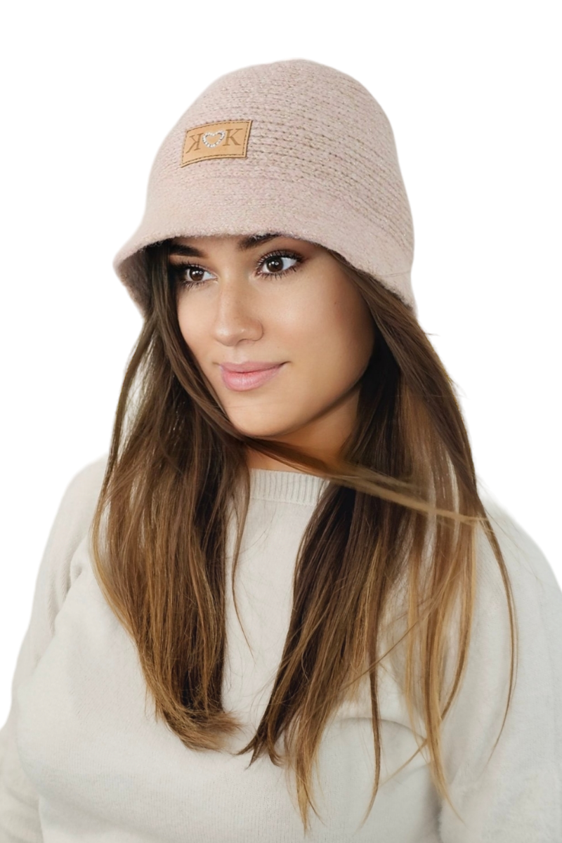 Kapelusz Damski, Model: Sonia, Kolor: różowy, Skład materiału: 45% Akryl; 19% Wełna; 14% Poliamid; 13% Poliester; 9% Metallic; Podszewka: 100% Poliester, Przeznaczenie: Jesień/Zima, Rozmiar: Uniwersalny (54-60) (Kapelusz Damski, zdjęcie 2)